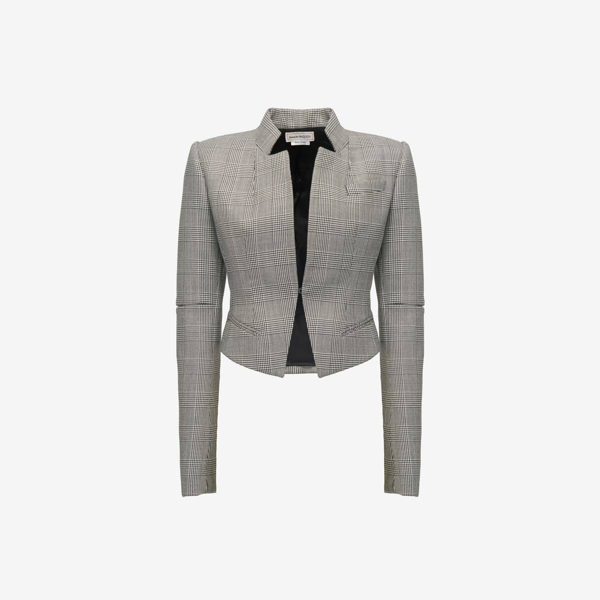 Alexander McQueen Women's Black Prince of Wales Slashed Fitted Jacket - 2 (Wool)